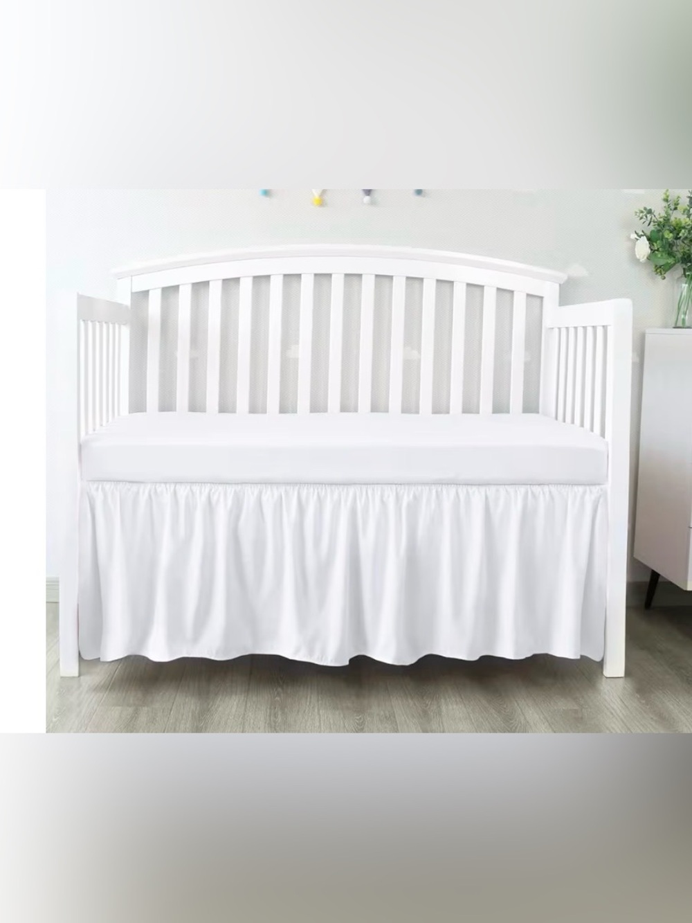 Classic White Crib Dust Ruffle Skirt - Elegant Bed Skirt for Nursery